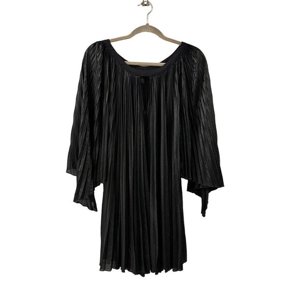 BCBG MAXAZRIA Tunic Annie Accordion Pleats  Women's‎ S Black Keyhole Wide Sleeve - Picture 1 of 8